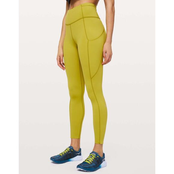Lululemon Fast and Free Tight‎ II 25" *Non-Reflective Nulux Golden Lime size 4 - Picture 1 of 7